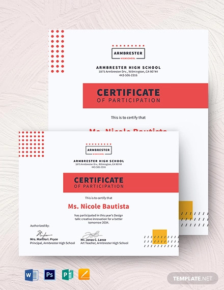 Program Participation Certificate Template