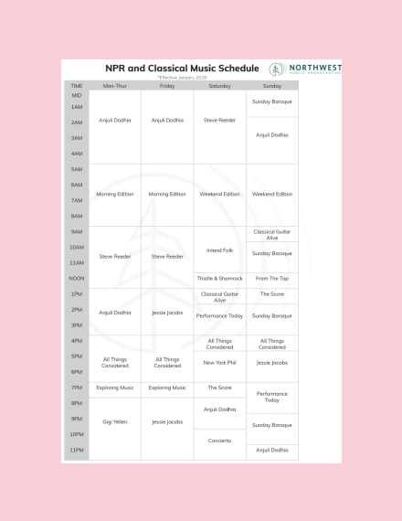 radio music schedule