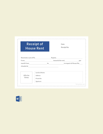 Receipt Template of House Rent