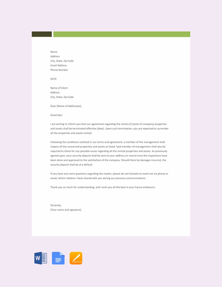 rental termination letter template