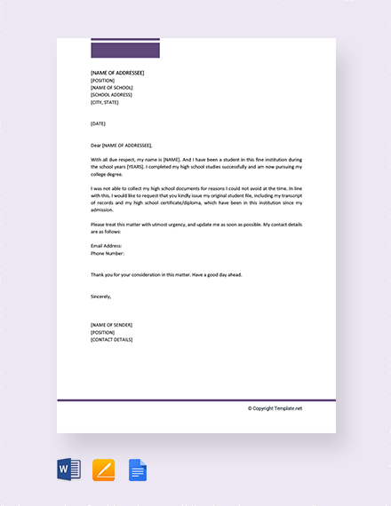 request letter to principal for original certificates