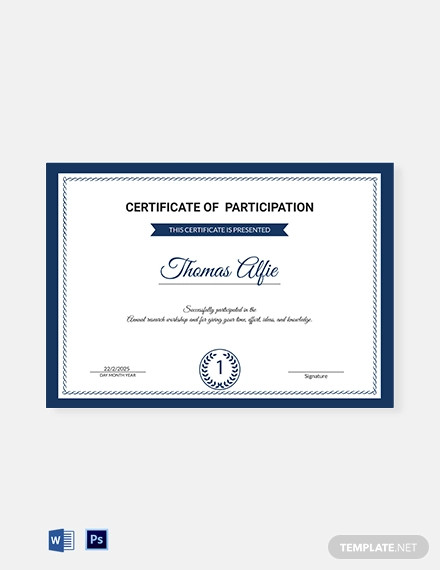 research participation certificate template
