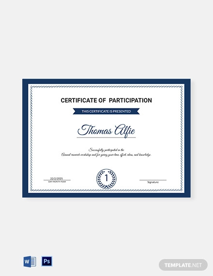 Research Participation Certificate Template