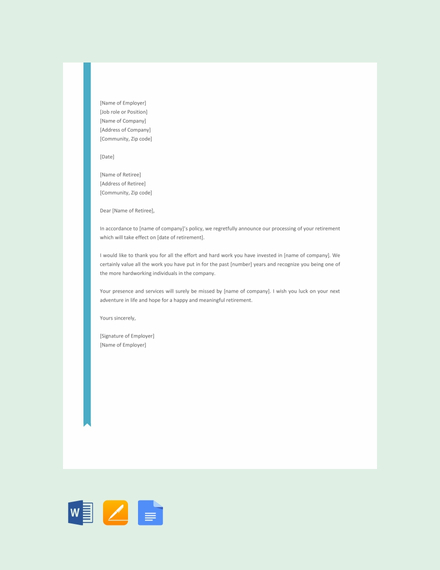 14 Retirement Letter Examples Templates In Word Pages Docs Examples