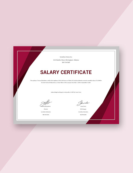salary certificate format