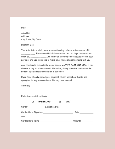 sample payment reminder letter