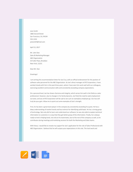Letter Of Reccomendation Template from images.examples.com