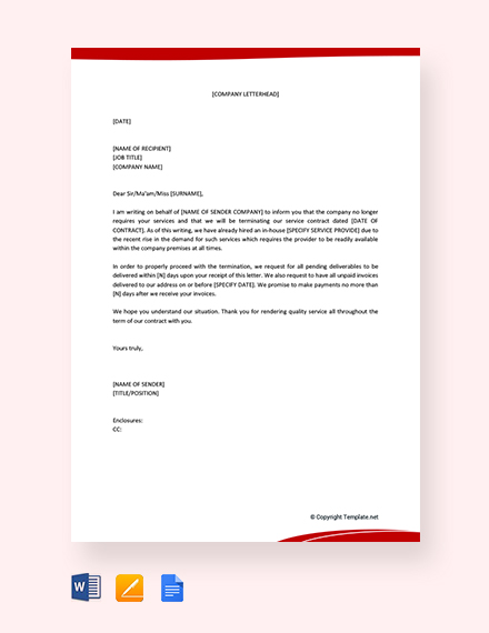 service contract termination letter