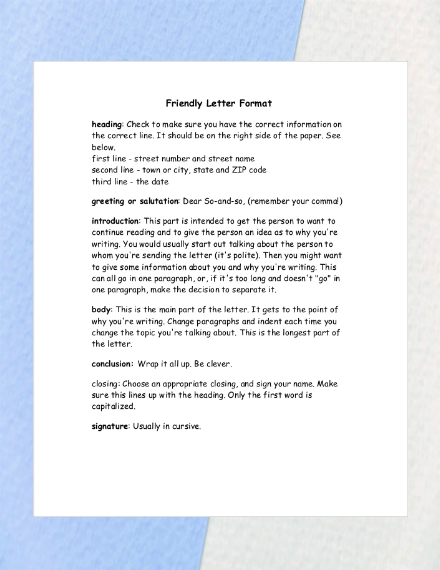Simple Friendly Letter Format Template