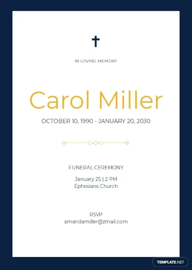 simple funeral invitation card template