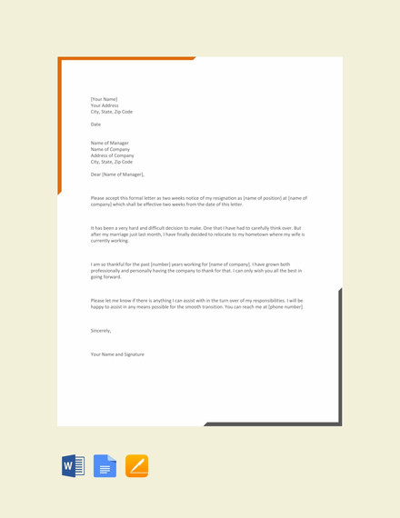 Free 21 Two Weeks Notice Letter Examples Samples In Google Docs Word Pages Pdf Examples