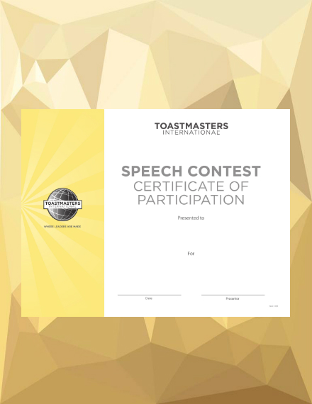 Speech Contest Participation Certificate