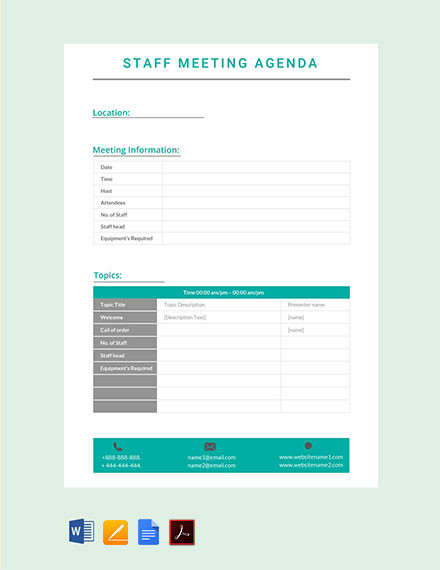 staff meeting agenda template