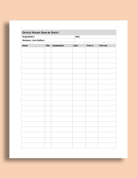 Staff Office Hours Sign In Sheet