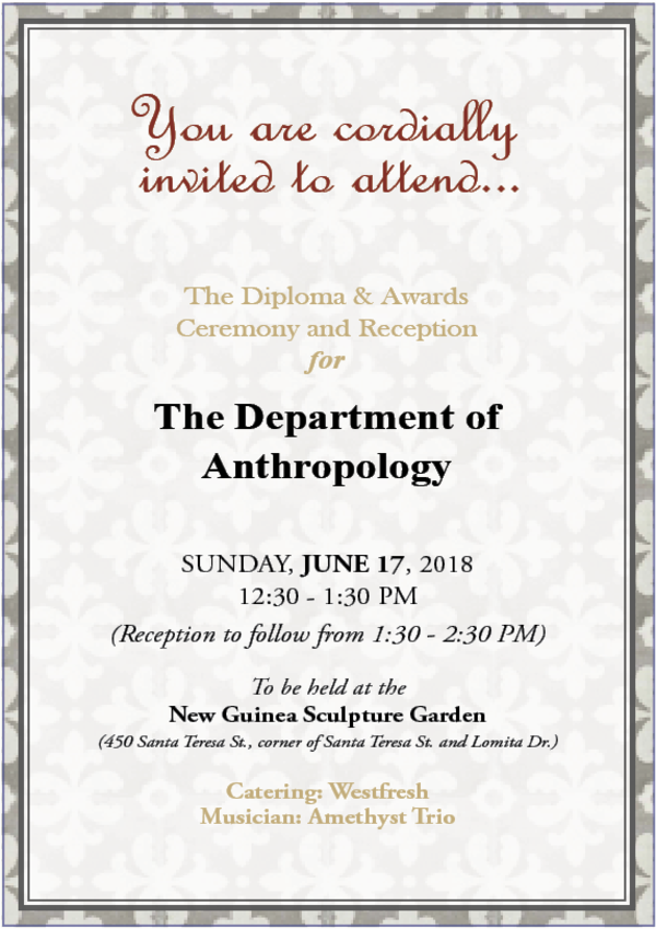 stanford university department of anthropology graduation invitation