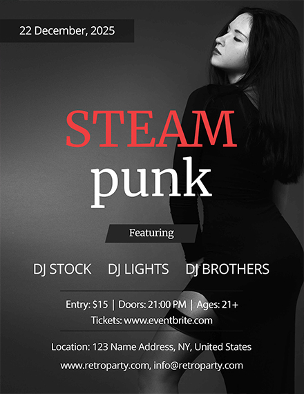 Steampunk Party Flyer
