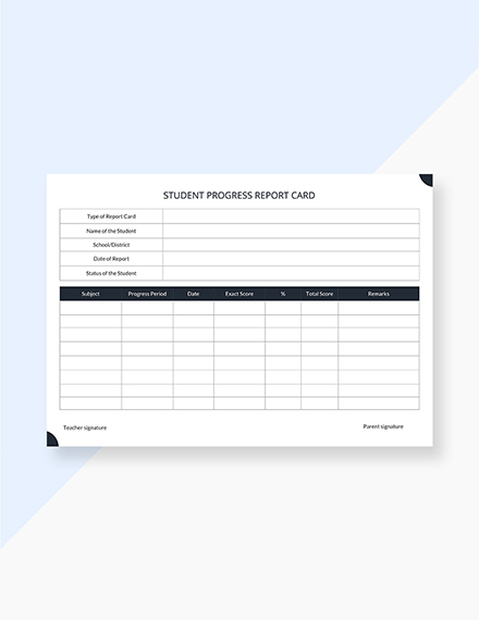 student progress report card