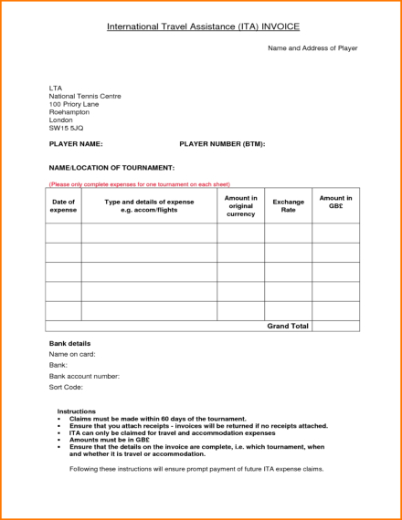 tours and travels invoice format