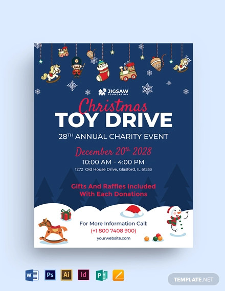 toy drive christmas flyer template