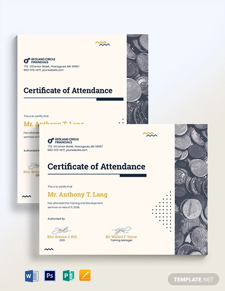 training attendance certificate template