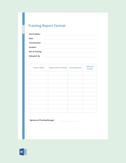 training report format