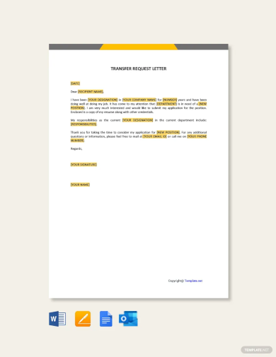 transfer request letter template