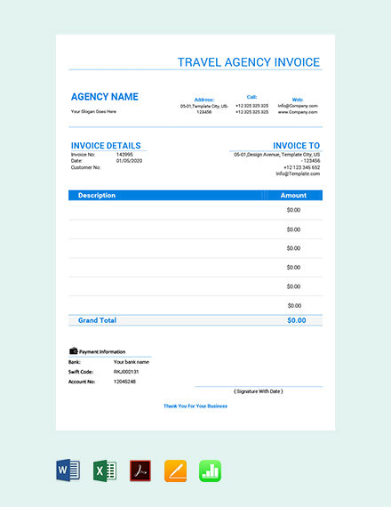 travel agency invoice template