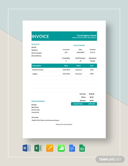 travel invoice template1