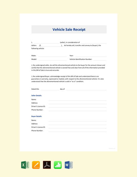 vehicle sales receipt