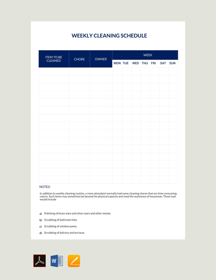 Weekly Cleaning Schedule Template