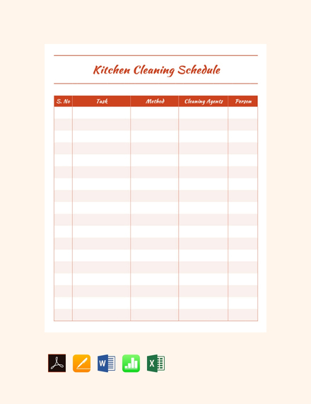 Weekly Kitchen Cleaning Schedule