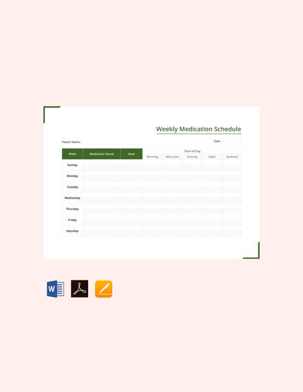 Weekly Medication Schedule Template