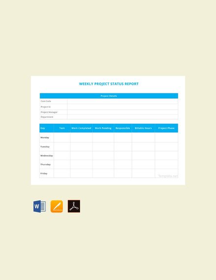 weekly project status report template