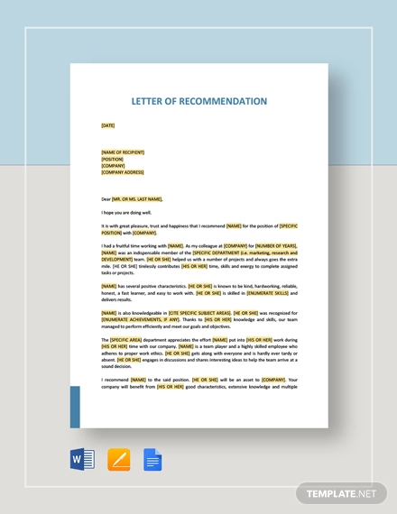 letter of recommendations
