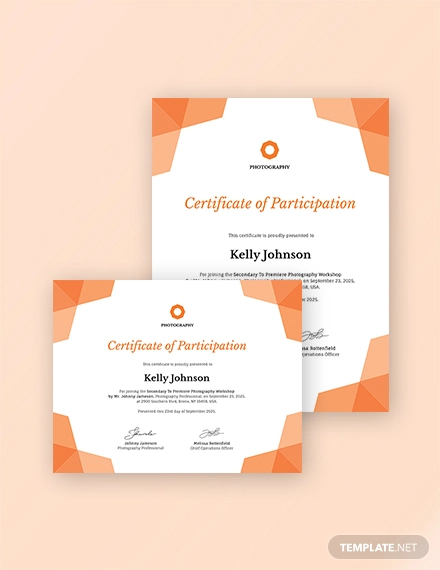 participation certificate design