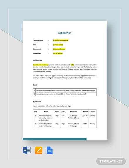 24+ Action Plan Examples, Templates in Word, PDF, Pages | Examples