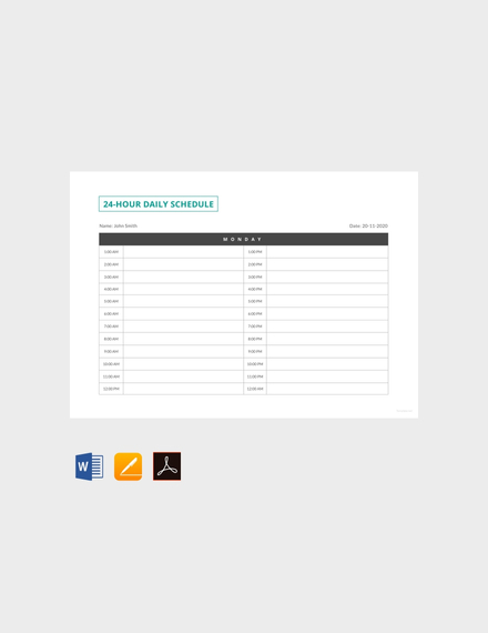 24 Hour Daily Schedule