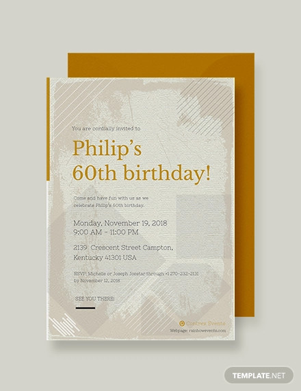 60th birthday invitation card template