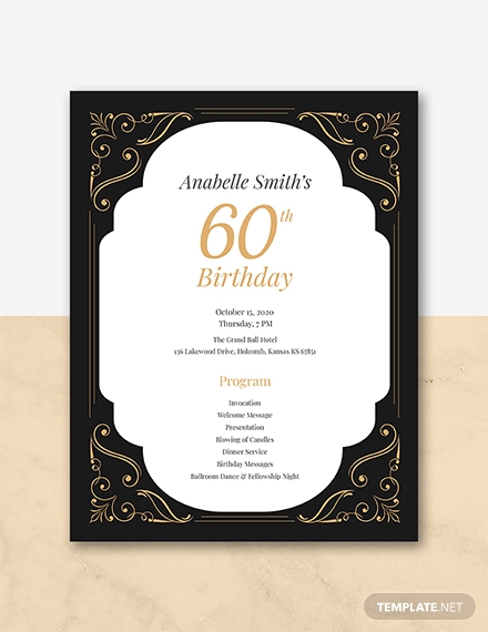 60th birthday program template