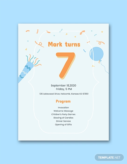 7th birthday program design