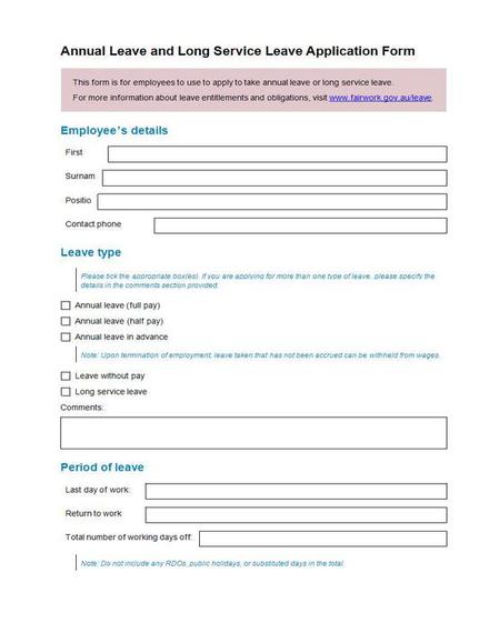 Annual Leave and Long Service Leave Application Form
