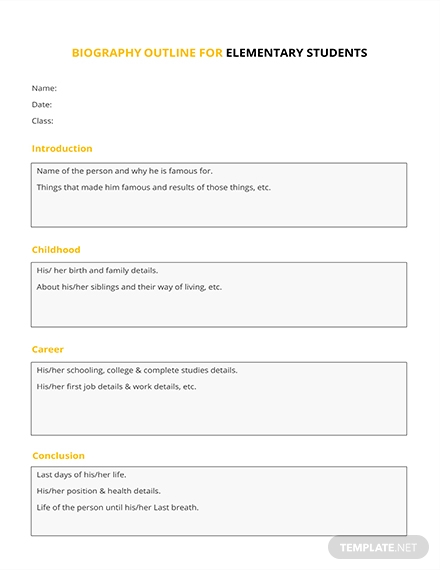 biography outline template for elementary students