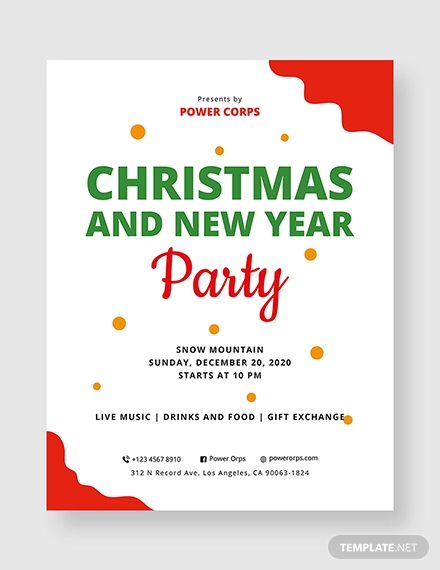 christmas new year party flyer template