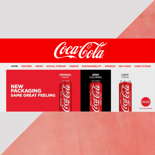 coca cola website header