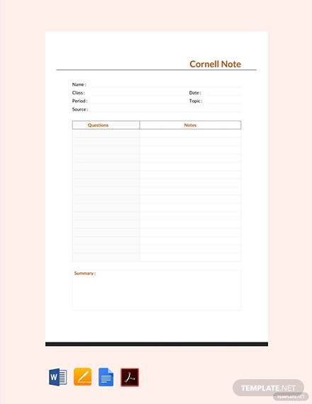 cornell note template