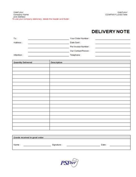 delivery note template