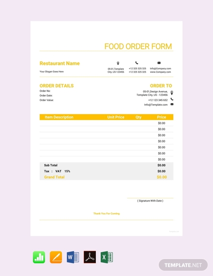 food order form