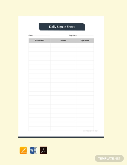 Free Daily Sign In Sheet Template