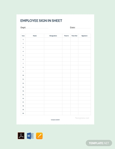 Free Employee Sign In Sheet Design