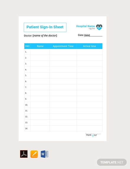 Free Patient Sign In Sheet Template